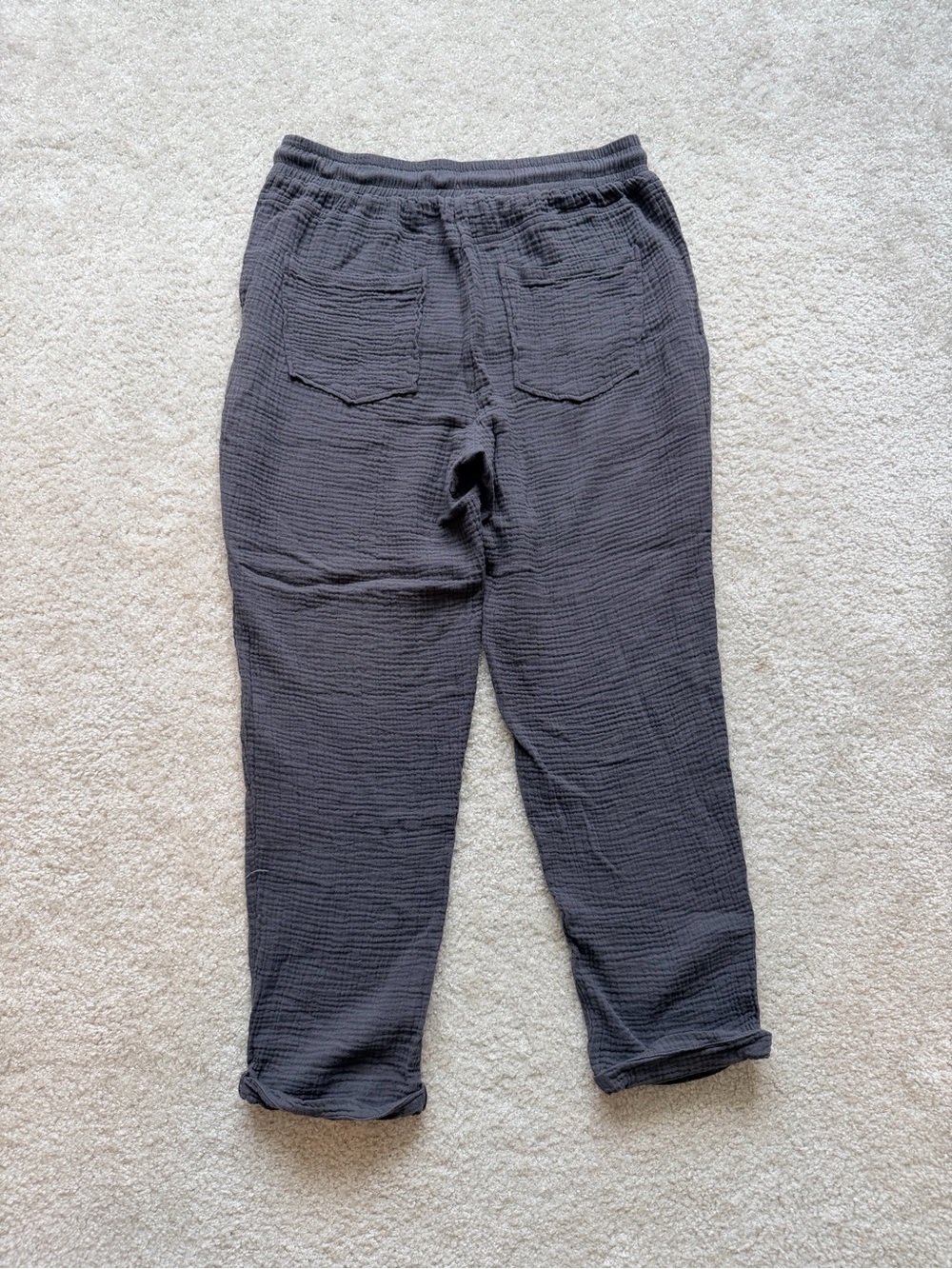 Jolt 100% Cotton Double Gauze Jogger Pants Gray Elastic Waist Cropped Size M - Picture 10 of 10